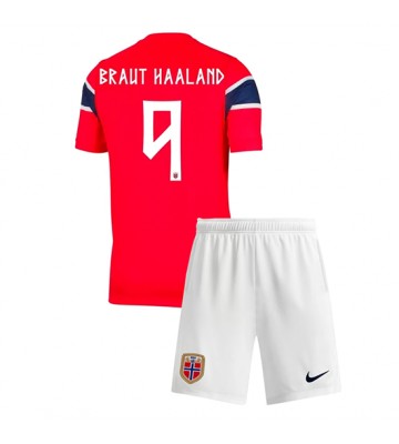 Norge Erling Haaland #9 Hemmaställ Barn VM 2026 Kortärmad (+ Korta byxor)